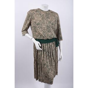 1970's Vintage Drop Waist Pleated Dress Women's